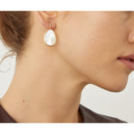 Marco Bicego Jewelry - Lunaria 18K Yellow Gold White Mother of Pearl & Diamond Pave French Wire Earrings | Manfredi Jewels