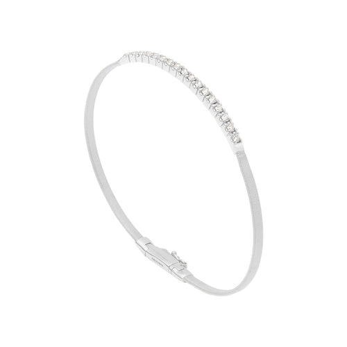 Marco Bicego Bracelet - Masai 18K White Gold Small Stackable Bracelet With Diamond Bar | Manfredi Jewels