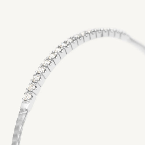 Marco Bicego Bracelet - Masai 18K White Gold Small Stackable Bracelet With Diamond Bar | Manfredi Jewels