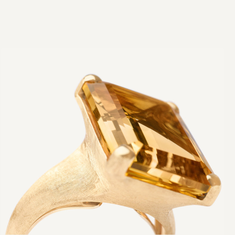 Marco Bicego Jewelry - Murano 18K Yellow Gold Engraved Citrine Cocktail Ring | Manfredi Jewels