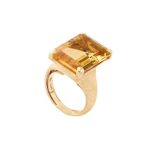 Marco Bicego Jewelry - Murano 18K Yellow Gold Engraved Citrine Cocktail Ring | Manfredi Jewels