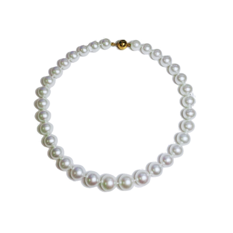 Mastoloni Jewelry - Akoya Pearl 18K Yellow Gold Ball Clasp 12-15mm South Sea White A + Strand Necklace | Manfredi Jewels