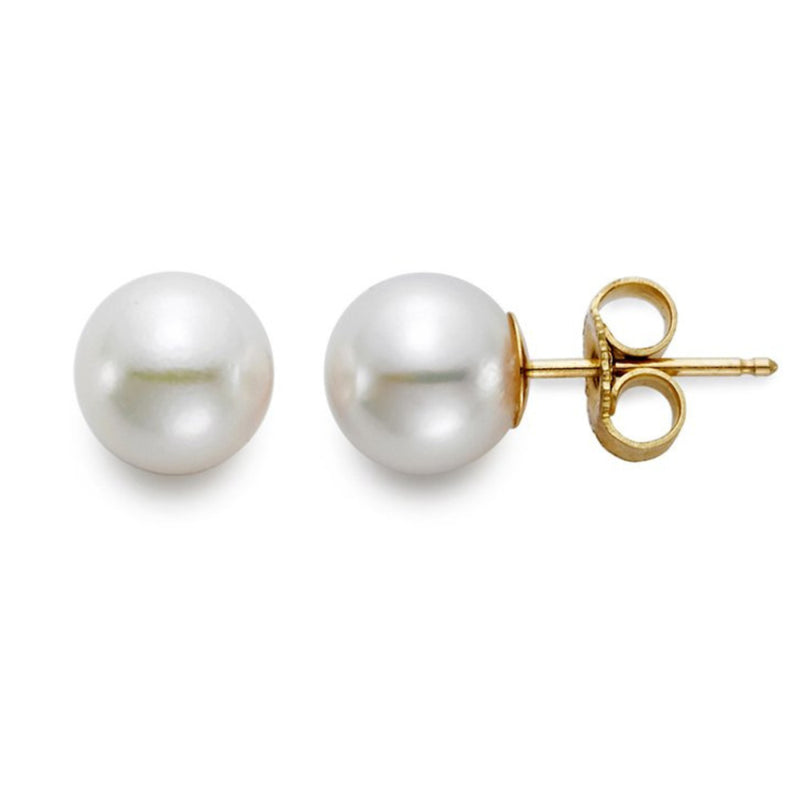 Mastoloni Jewelry - Akoya Pearl 14K Yellow Gold Stud 7.5-8mm A Earrings | Manfredi Jewels