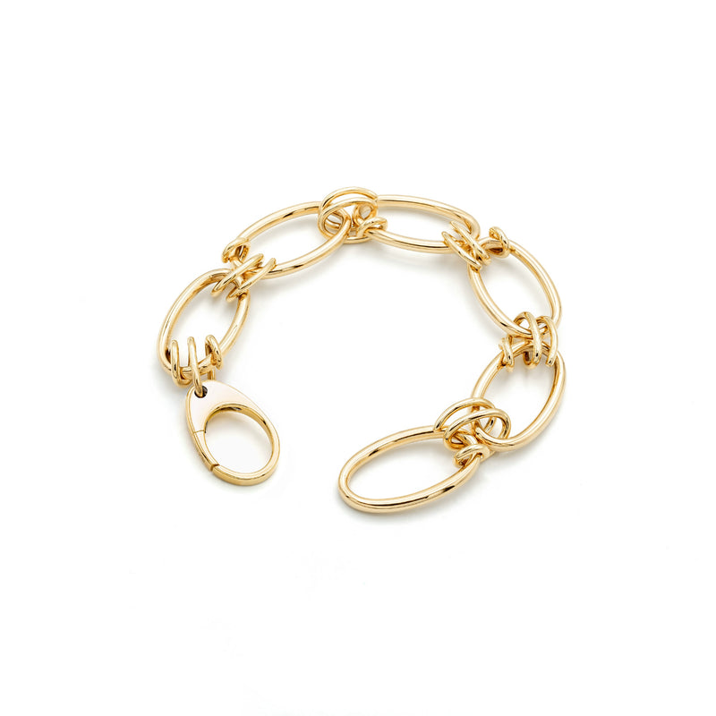 Mattioli Jewelry - Chips 18K Yellow Gold Oval Mixed Link Bracelet | Manfredi Jewels