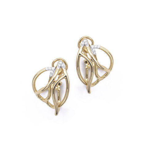 Mattioli Jewelry - Navettes 18K Yellow Gold Diamond Earrings | Manfredi Jewels