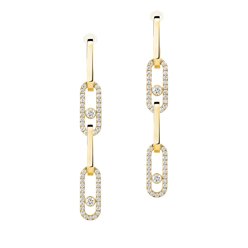 Messika Jewelry - Imperial 18K Yellow Gold Diamond Pavé Move Link Transformable Earrings | Manfredi Jewels