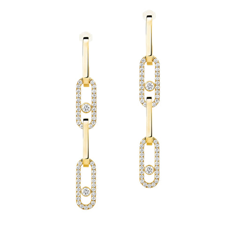 Imperial 18K Yellow Gold Diamond Pavé Move Link Transformable Earrings