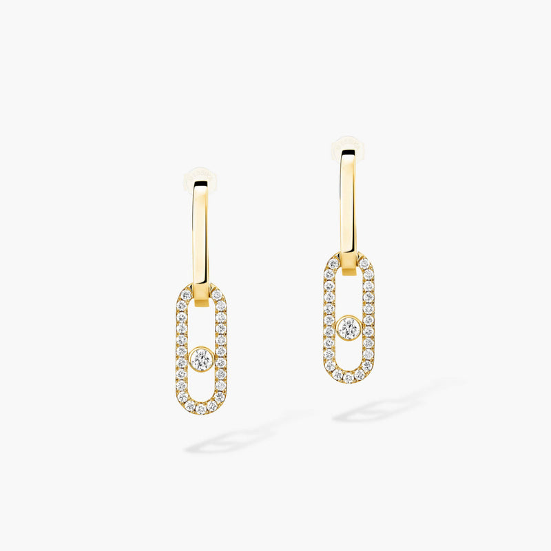 Messika Jewelry - Imperial 18K Yellow Gold Diamond Pavé Move Link Transformable Earrings | Manfredi Jewels