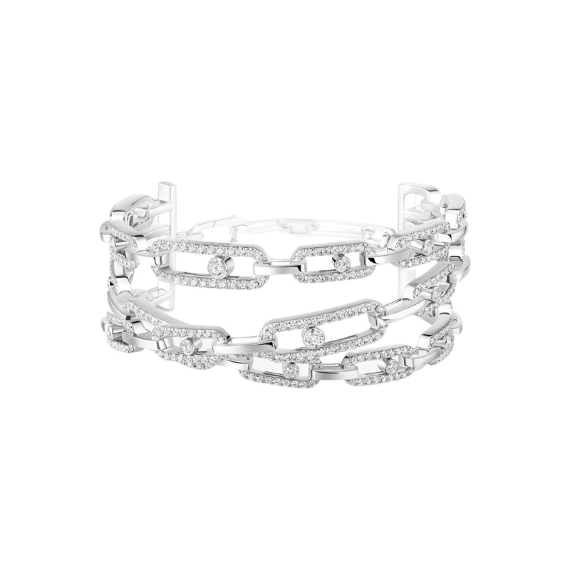 Messika Jewelry - Move 18K White Gold 3-Row Cuff | Manfredi Jewels