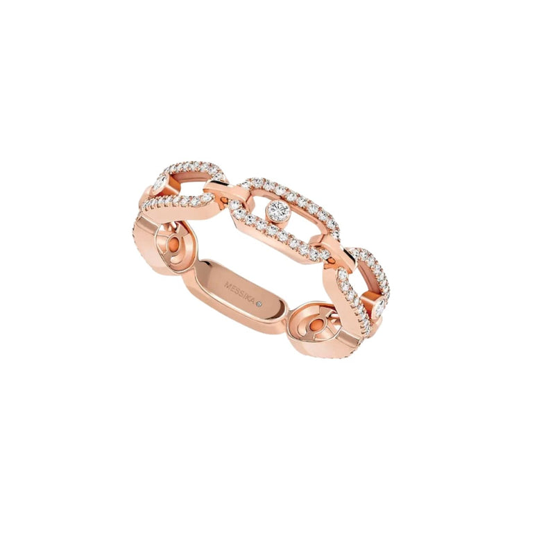 Messika Jewelry - Move Link 18K Rose Gold Multi Pavé Diamond Ring | Manfredi Jewels