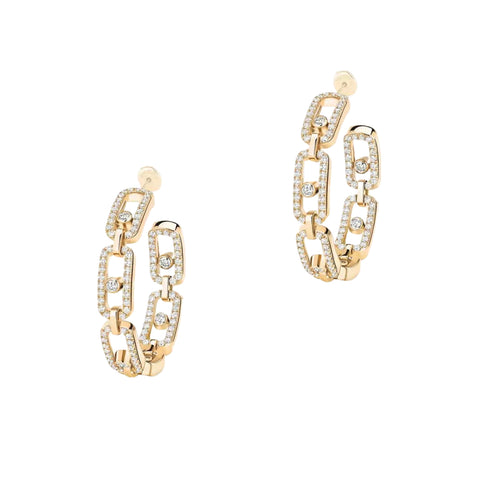 Move Link 18K Yellow Gold Diamond SM Hoop Earrings