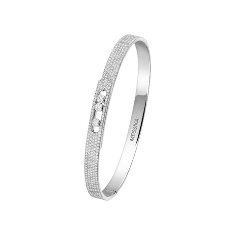 Move Noa 18K White Gold Full Pavé Diamond Bangle Bracelet