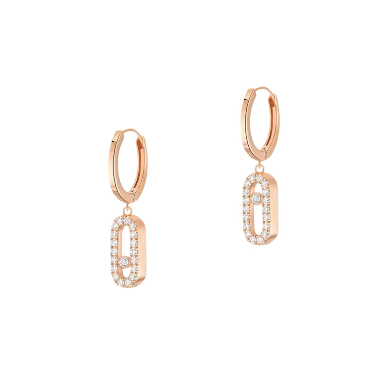 Messika Jewelry - Move Uno 18K Rose Gold Diamond Hoop Earrings | Manfredi Jewels