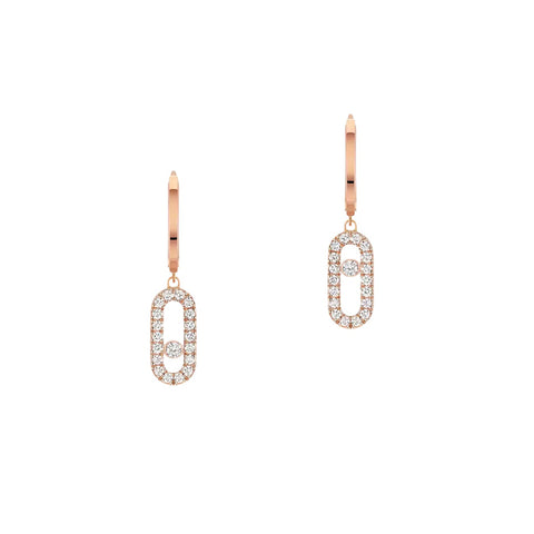 Move Uno 18K Rose Gold Diamond Hoop Earrings