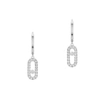 Messika Jewelry - Move Uno 18K White Gold Diamond Pavé Droop Hoop Earrings | Manfredi Jewels