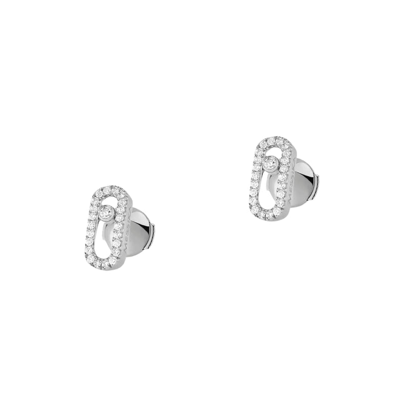 Messika Jewelry - Move Uno 18K White Gold Pavé Diamond Earrings | Manfredi Jewels