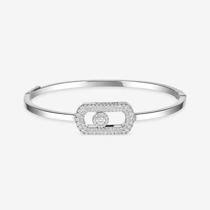 Messika Jewelry - So Move 18K White Gold Diamond Pavé Bangle Bracelet | Manfredi Jewels