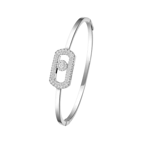 Messika Jewelry - So Move 18K White Gold Diamond Pavé Bangle Bracelet | Manfredi Jewels