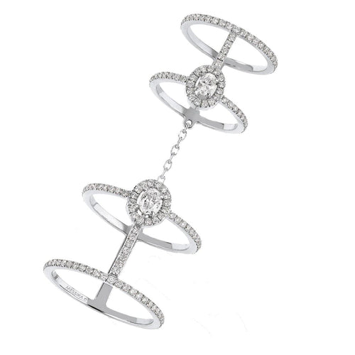 Messika Jewelry - WHITE GOLD DIAMOND RING GLAM’AZONE DOUBLE PAVÉ | Manfredi Jewels