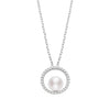 Mikimoto Jewelry - Classic Elegance 18K White Gold Akoya Cultured Pearl & Diamond Circle Pendant Necklace | Manfredi Jewels