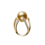 Mikimoto Jewelry - M Collection 18K Yellow Gold Golden South Sea Cultured Pearl & Diamond Ring | Manfredi Jewels