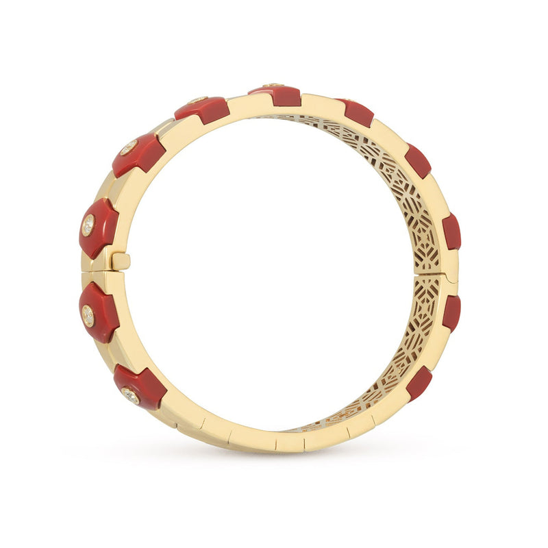 Miseno Jewelry - Baia Sommersa 18K Yellow Gold Coral & Diamond Bangle Bracelet | Manfredi Jewels