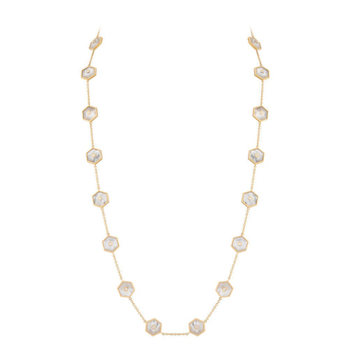 Miseno Jewelry - Baia Sommersa 18K Yellow Gold Diamonds & Mother of Pearl Long Necklace | Manfredi Jewels