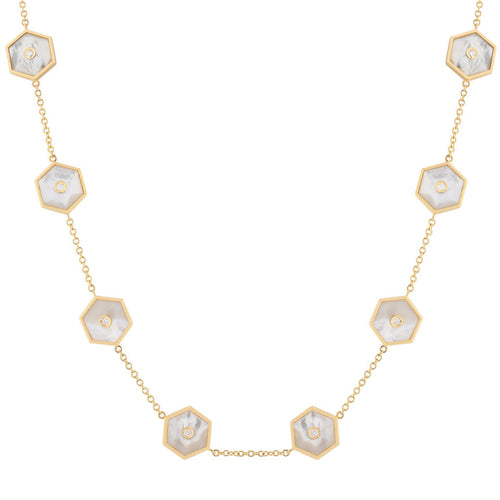 Miseno Jewelry - Baia Sommersa 18K Yellow Gold Diamonds & Mother of Pearl Long Necklace | Manfredi Jewels