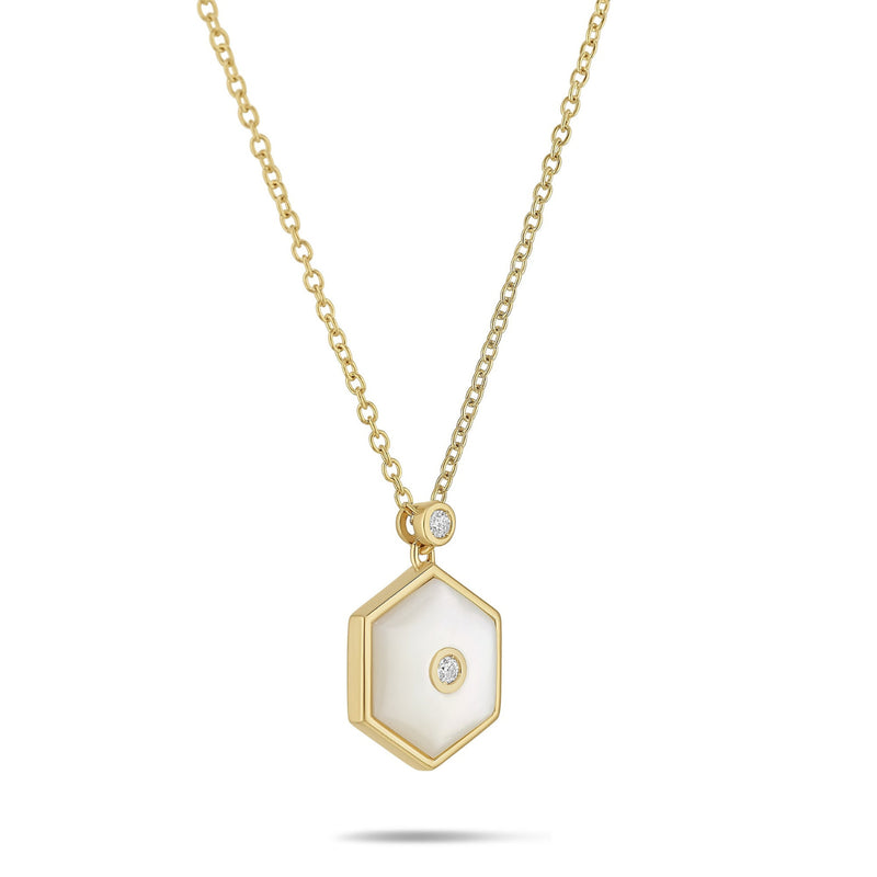 Miseno Jewelry - Baia Sommersa 18K Yellow Gold Diamonds & Mother of Pearl Long Pendant Necklace | Manfredi Jewels