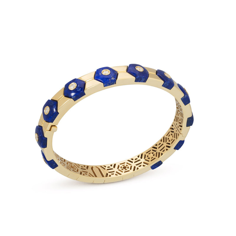 Miseno Jewelry - Baia Sommersa 18K Yellow Gold Lapis & Diamond Bangle Bracelet | Manfredi Jewels