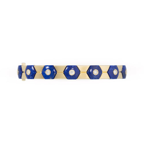 Miseno Jewelry - Baia Sommersa 18K Yellow Gold Lapis & Diamond Bangle Bracelet | Manfredi Jewels