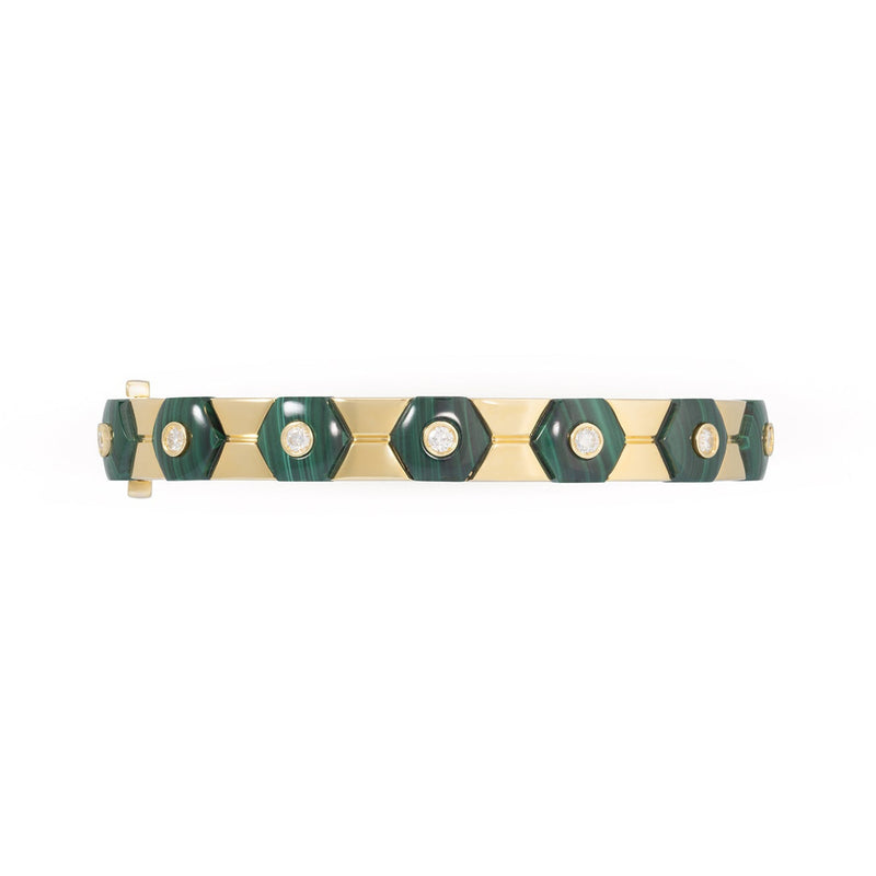 Miseno Jewelry - Baia Sommersa 18K Yellow Gold Malachite & Diamond Bangle Bracelet | Manfredi Jewels