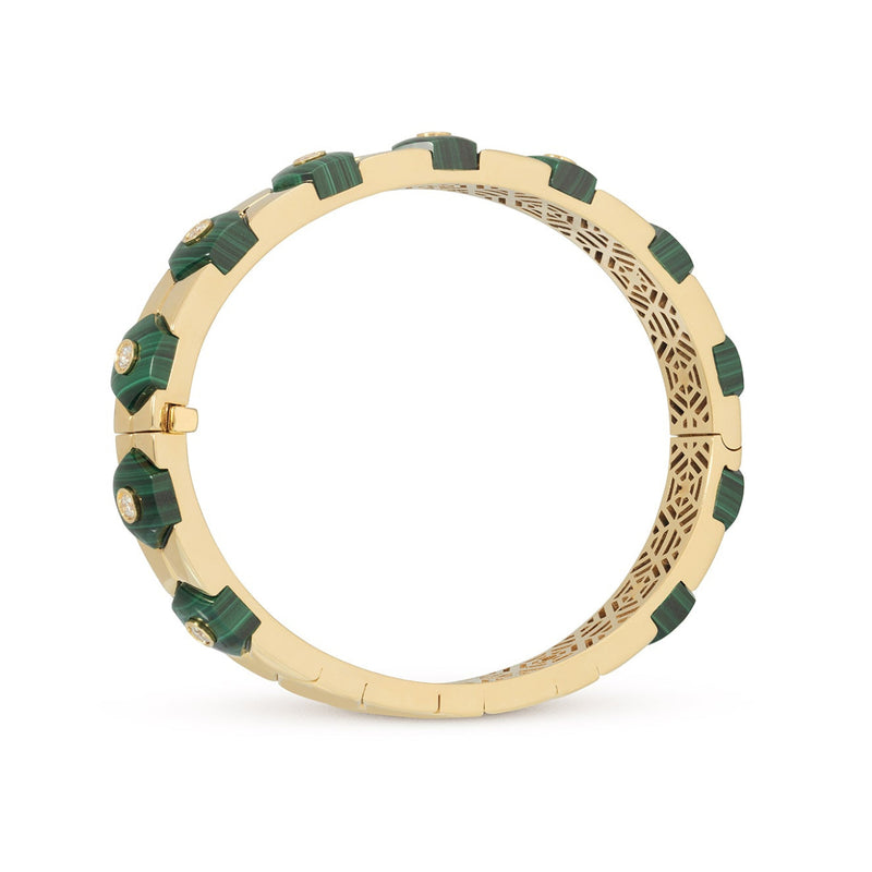 Miseno Jewelry - Baia Sommersa 18K Yellow Gold Malachite & Diamond Bangle Bracelet | Manfredi Jewels