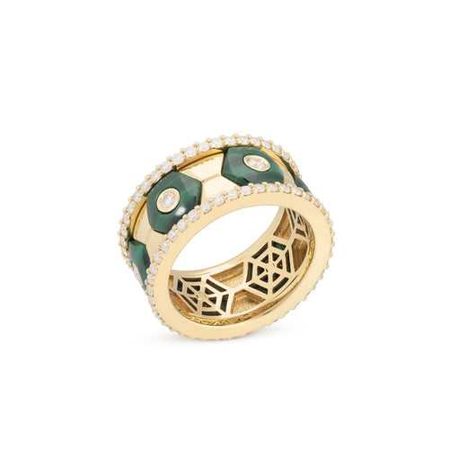 Miseno Jewelry - Baia Sommersa 18K Yellow Gold Malachite & Diamond Ring | Manfredi Jewels