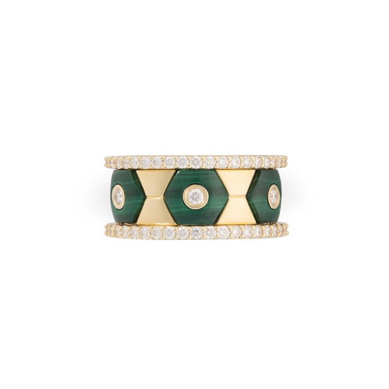 Miseno Jewelry - Baia Sommersa 18K Yellow Gold Malachite & Diamond Ring | Manfredi Jewels