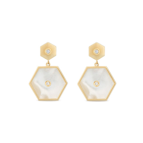 Baia Sommersa 18K Yellow Gold Mother of Pearl Diamond Drop Earrings