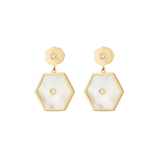 Miseno Jewelry - Baia Sommersa 18K Yellow Gold Mother of Pearl Diamond Drop Earrings | Manfredi Jewels