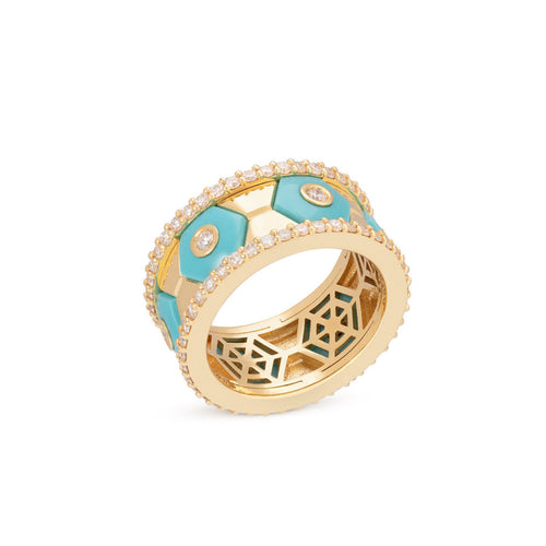 Miseno Jewelry - Baia Sommersa 18K Yellow Gold Turquoise & Diamond Band Ring | Manfredi Jewels