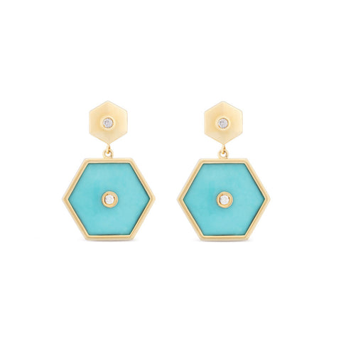 Baia Sommersa 18K Yellow Gold Turquoise Diamond Drop Earrings