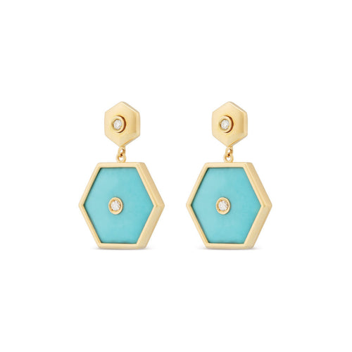 Miseno Jewelry - Baia Sommersa 18K Yellow Gold Turquoise Diamond Drop Earrings | Manfredi Jewels