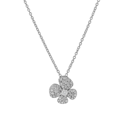 Miseno Jewelry - Ischia 18K White Gold Diamond Flower Pendant Necklace | Manfredi Jewels