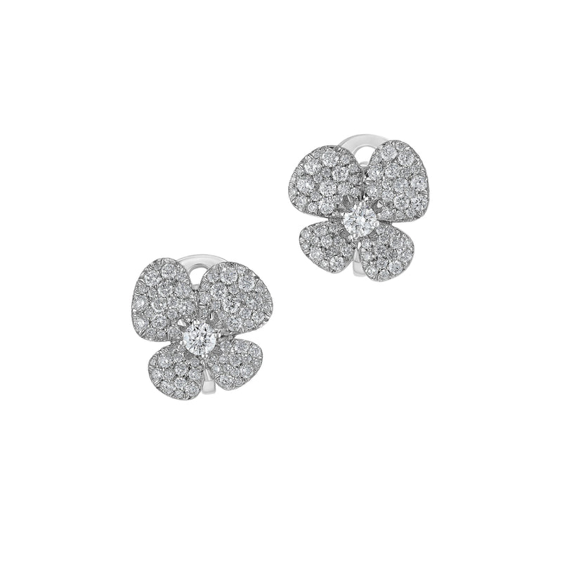 Miseno Jewelry - Ischia 18K White Gold Diamond Pavé Flower Stud Earrings | Manfredi Jewels