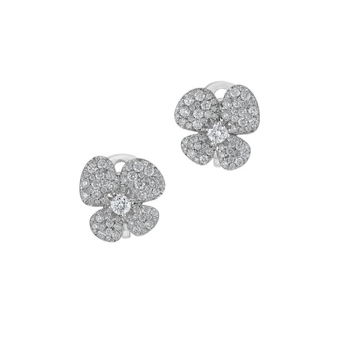 Ischia 18K White Gold Diamond Pavé Flower Stud Earrings