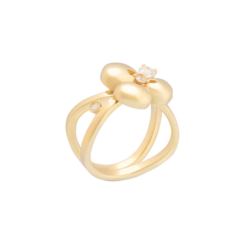 Miseno Jewelry - Ischia 18K Yellow Gold Diamond Flower Ring | Manfredi Jewels