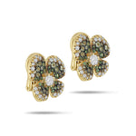 Miseno Jewelry - Ischia 18K Yellow Gold Diamond & Tsavorite Pavé Flower Stud Earrings | Manfredi Jewels