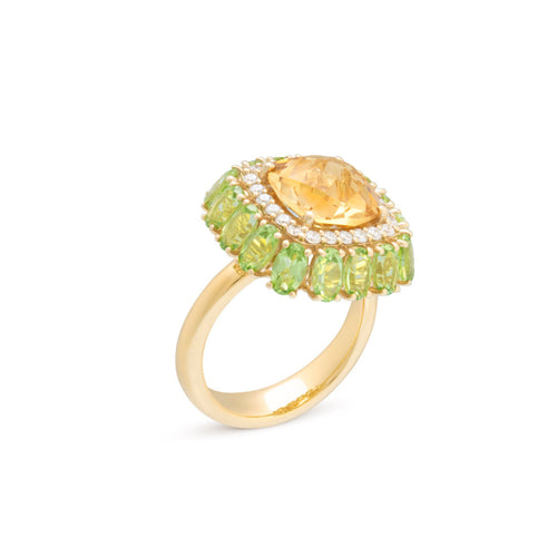 Miseno Jewelry - Procida 18K Yellow Gold Citrine & Peridot Diamond Ring | Manfredi Jewels