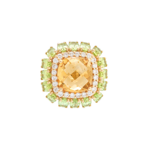 Miseno Jewelry - Procida 18K Yellow Gold Citrine & Peridot Diamond Ring | Manfredi Jewels