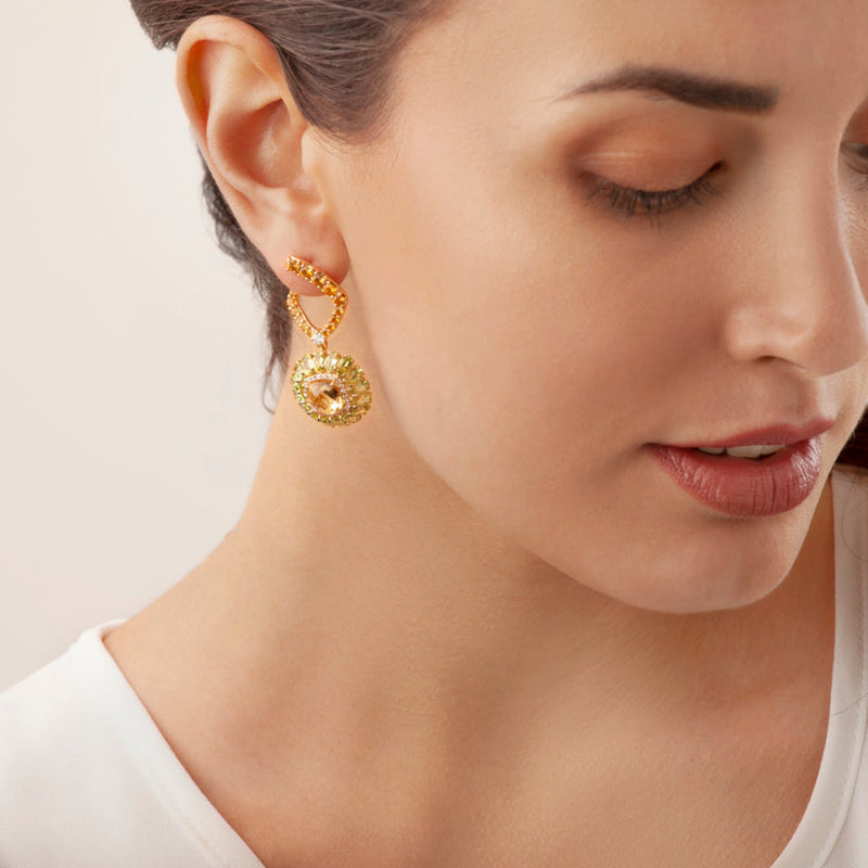 Miseno Jewelry - Procida 18K Yellow Gold Peridot & Citrine Diamond Drop Earrings | Manfredi Jewels