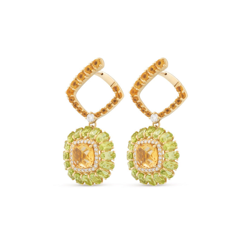 Miseno Jewelry - Procida 18K Yellow Gold Peridot & Citrine Diamond Drop Earrings | Manfredi Jewels