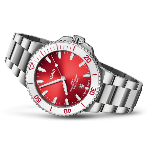 Oris New Watches - AQUIS DATE - TASTE OF SUMMER WATERMELON RED | Manfredi Jewels